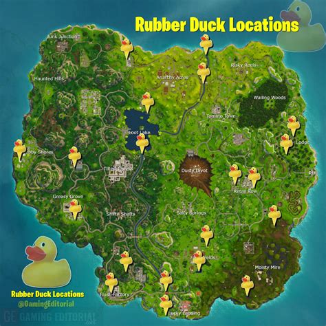 Spoiler Map All Rubber Ducky Locations For Week Fortnite Battle Royale