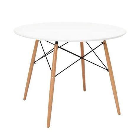 Benjara 36 In White And Brown Beech Wood Dining Accent Table With