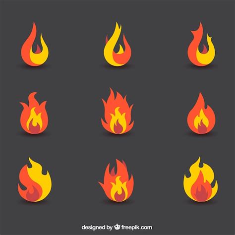 Free Vector Set Of Abstract Flames