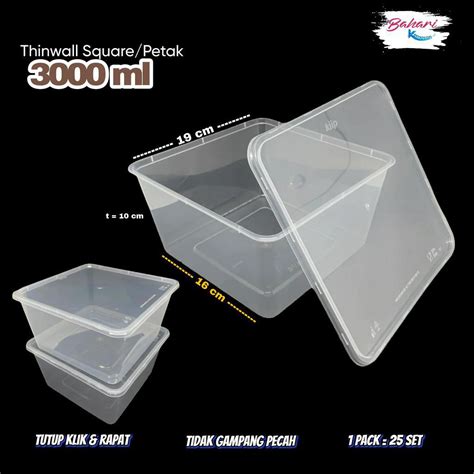 Jual Thinwall Square Kotak Makan Plastik Ml Petak Ml Shopee