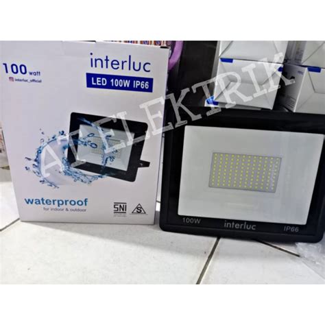 Jual Led Tembak Interluc 100 Watt Cahaya Putih Ip 66 Water Proof Tahan Air Led Tembak Buat