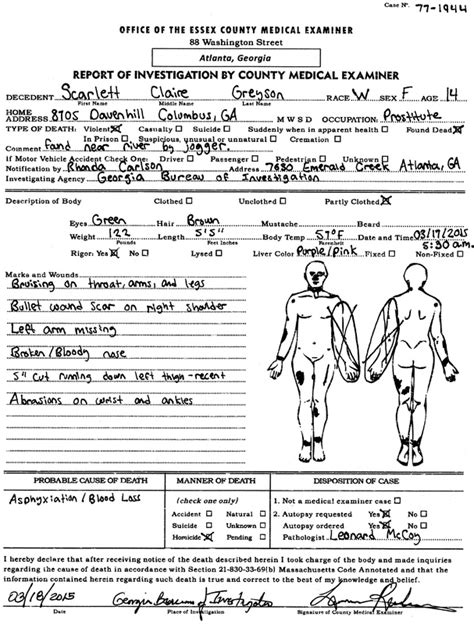 Blank Autopsy Body Diagram