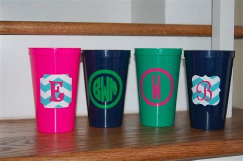 Items similar to Monogram Personalized tumblers set of 6 cups great party favors wedding gift on ...