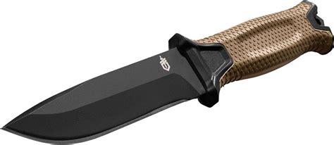 New Gerber Strongarm Gear Fixed Tactical Knife Brown Sheath Black Blade