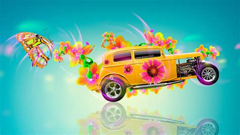 Картинки tony kokhan retro car flowers fantasy chevrolet engine