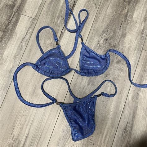 Metallic Shimmering Blue Bikini Small Or XS Brand New Depop
