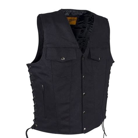 Mens Black Denim Motorcycle Club Vest