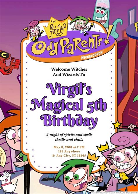 Cosmo And Wanda The Fairly Oddparents Birthday Invitation Download