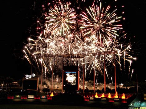 Fireworks at Kauffman Stadium Photograph by Alan Hutchins | Pixels