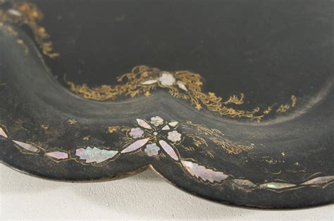 Victorian Inlaid Mother Of Pearl Ebonised Tray Home Interiors