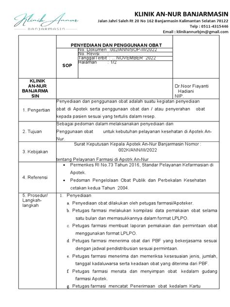 Spo Penyediaan Dan Penggunaan Obat Pdf