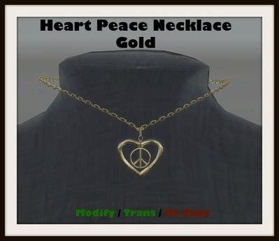 Second Life Marketplace - Heart Peace Sign Necklace - Gold