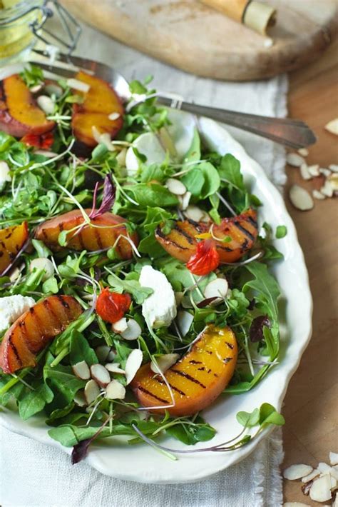 Grilled Peach And Arugula Salad With Goat Cheese Feasting At Home