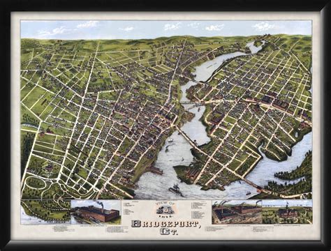 Bridgeport CT 1882 Restored Map | Vintage City Maps