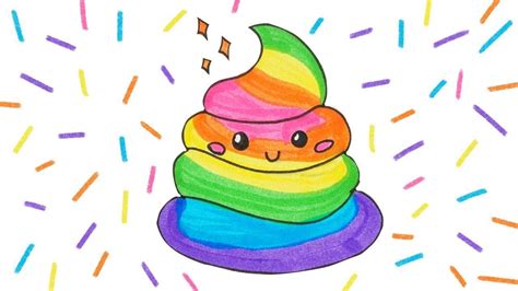 How to Draw a Rainbow Poop Emoji Easy for KIDS - YouTube