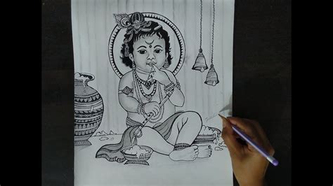 Easy Line Art Drawing Bal Krishna Step By Step For Beginners How To