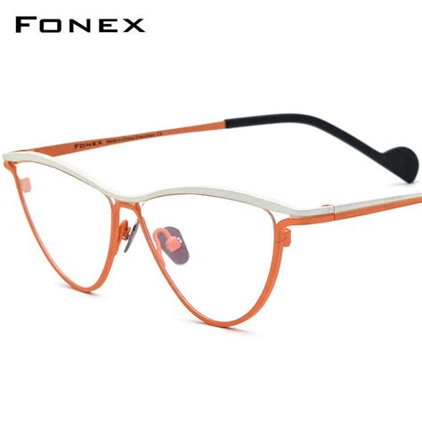 FONEX Pure Titanium Glasses Frame Men 2022 New Vintage Cat Eye