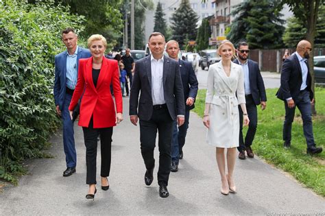 President of Poland Andrzej Duda going to cast a vote with his wife and ...