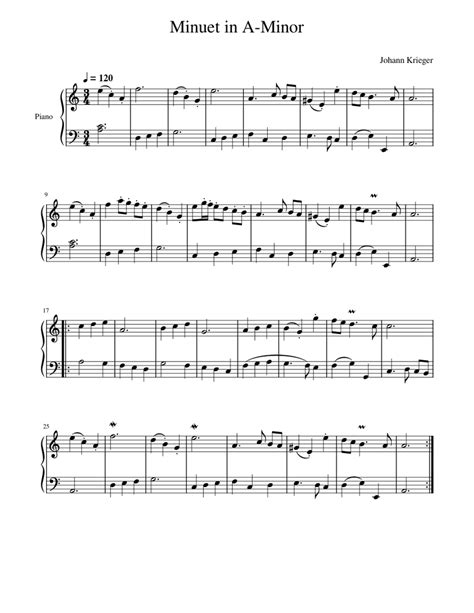 Minuet In A Minor Johann Krieger Minuet In A Minor Johann Kreiger Sheet Music For