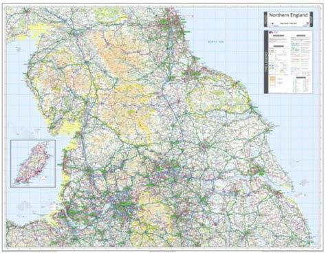 Ordnance Survey Wall Map Of Northern England Road Map Northern