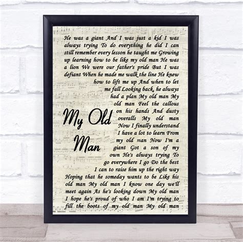 Zac Brown Band My Old Man Song Lyric Vintage Script Quote Print - Song ...