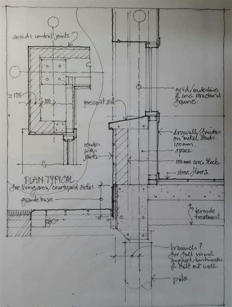 An Architectural Drawing Shows The Plans For A Kitchen And Living Room