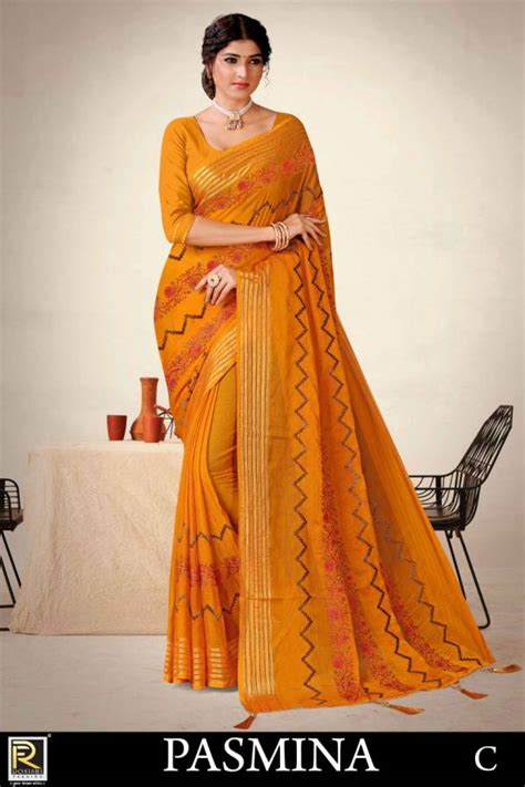 Ronisha Pasmina Party Wear Wholesale Chiffon Sarees Catalog Theethnicworld