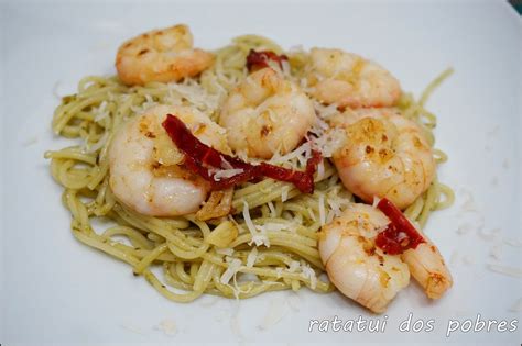 Ratatui Dos Pobres Linguini Ao Pesto C Miolo Camar O Gigante Picante