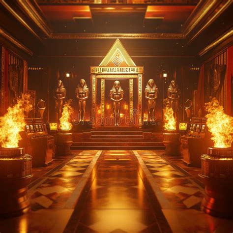egyptian themed opulent room   grand throne illuminated