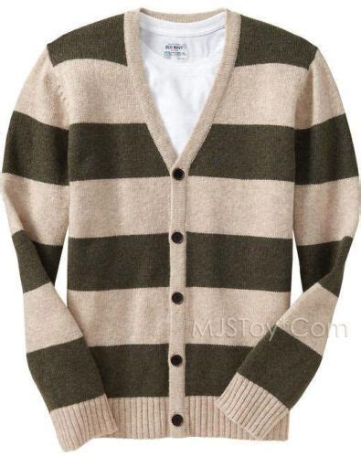 Old Navy Men Striped Wool Blend Sweaters V-Neck 5 Button Cardigans – JNL Trading Tan Cardigan ...