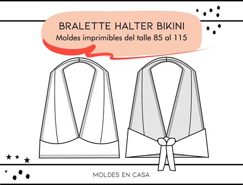 Molderia Imprimible Bralette Halter Bikini Moldes En Casa