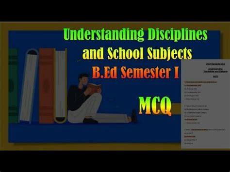 Mcqs On Understanding Disciplines And School Subjects B Ed Semester