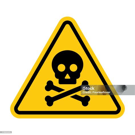 Danger Icon Isolated Yellow Triangle Skull With Bones Sign On White