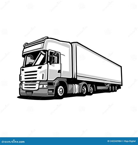 Trucking Freight Wheeler Container Truck Vector Illustration