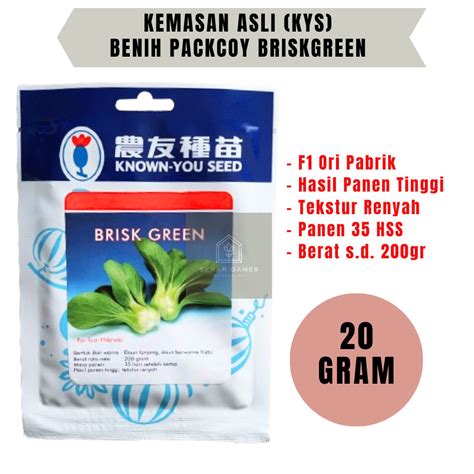 Jual KEMASAN ASLI Benih Biji PACKCOY BRISK GREEN 20 Gram KYS Bibit