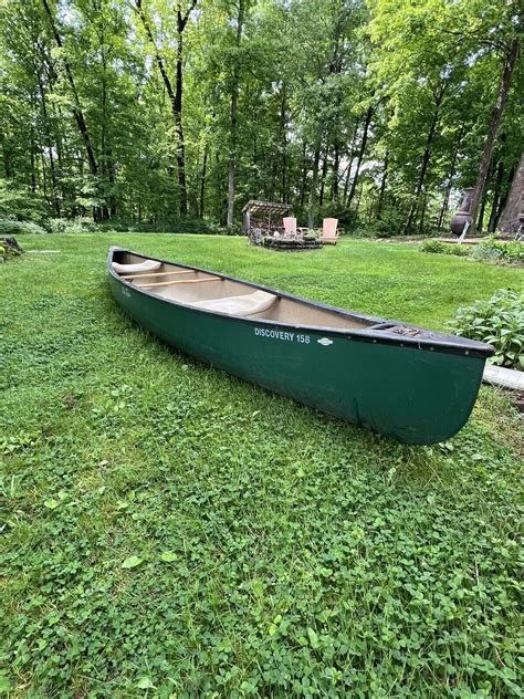 158 Old Town Discovery 158 Double Ender Tandem Canoe With Oars And