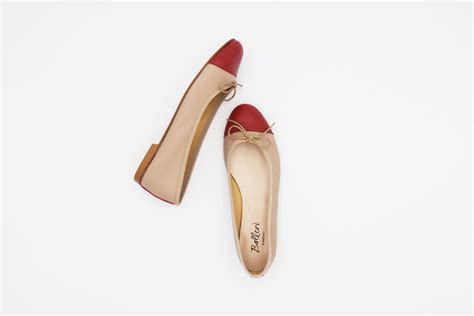 Nude Red Leather Elsa Ballerina Ballerì Sorrento