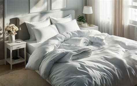 Luxury Bedroom. King Bed with White Linens and Pillows Stock Image ...