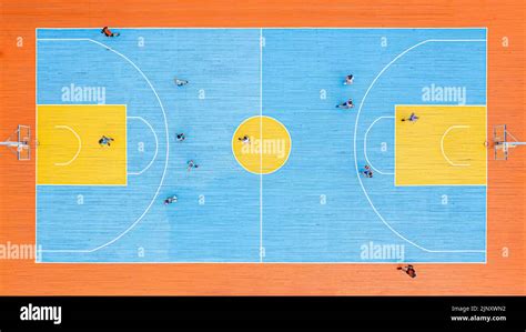 Basketball Court Game On Aerial Top Viewbasketball Competition Among