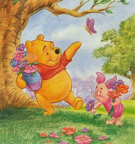 Pooh and Piglet Picking Flowers. "Winnie the Pooh and Friends ...