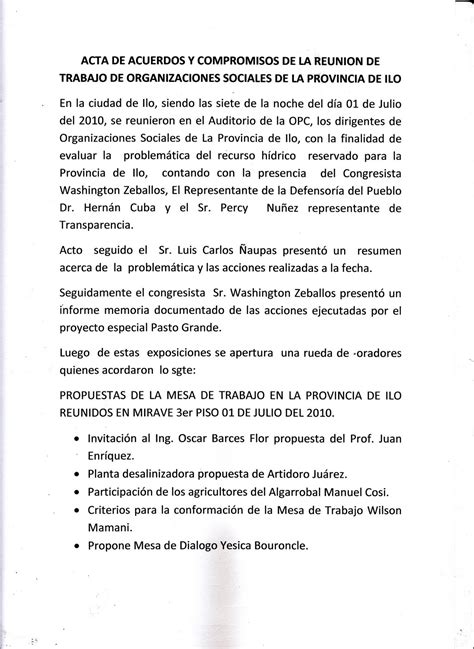 Ejemplo De Acta De Acuerdos Y Compromisos Image To U