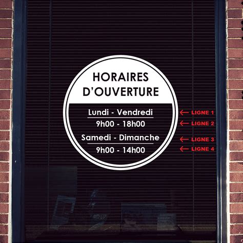 Stickers Horaires Personnalisables Gras Autocollant Vitrophanie