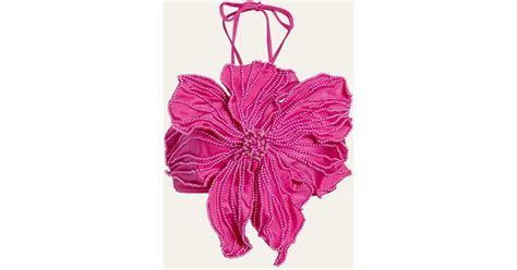 PATBO Hand Beaded Flower Bikini Top In Pink Lyst