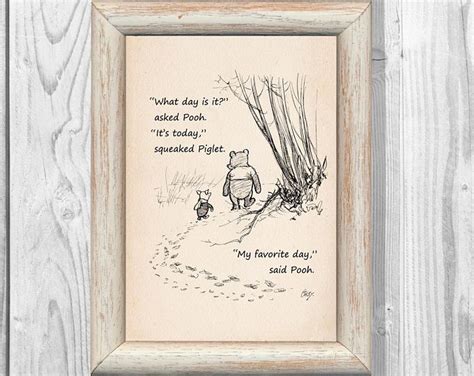 Winnie The Pooh And Piglet Quote Framed In Wooden Frame On White Wood Wall