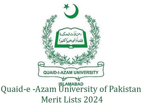 Quaid E Azam University Of Pakistan Merit Lists 2024