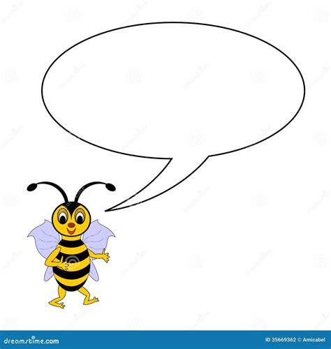 A Funny Cartoon Bee With A Talking Bubble Stock Vector Illustration