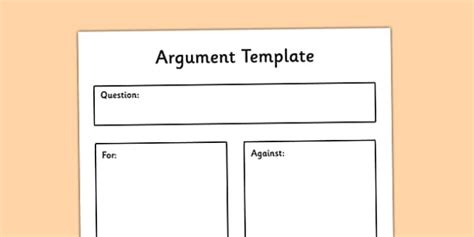 Argumentdebate Template Primary Resource Printable