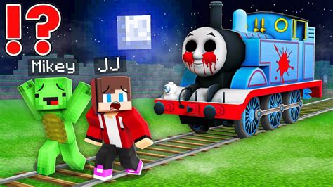 Jj And Mikey Vs Scary Thomas Train Challenge In Minecraft Maizen Jj