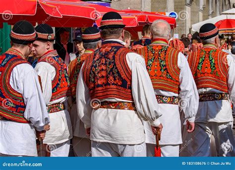 Croatian People With Traditional Clothes In Zagreb Editorial Photo