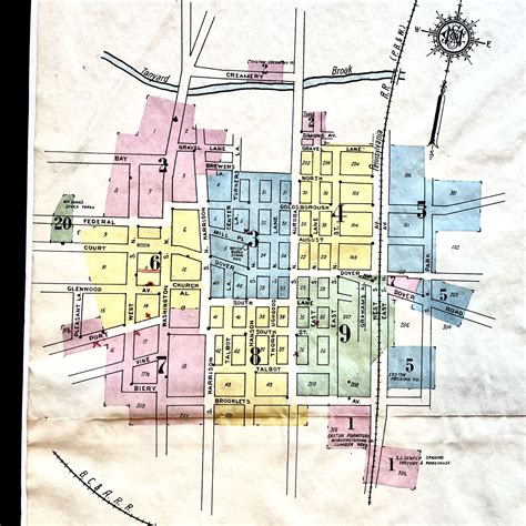 Rare 1912 Sanborn Insurance Map of Easton, Maryland Talbot County ...